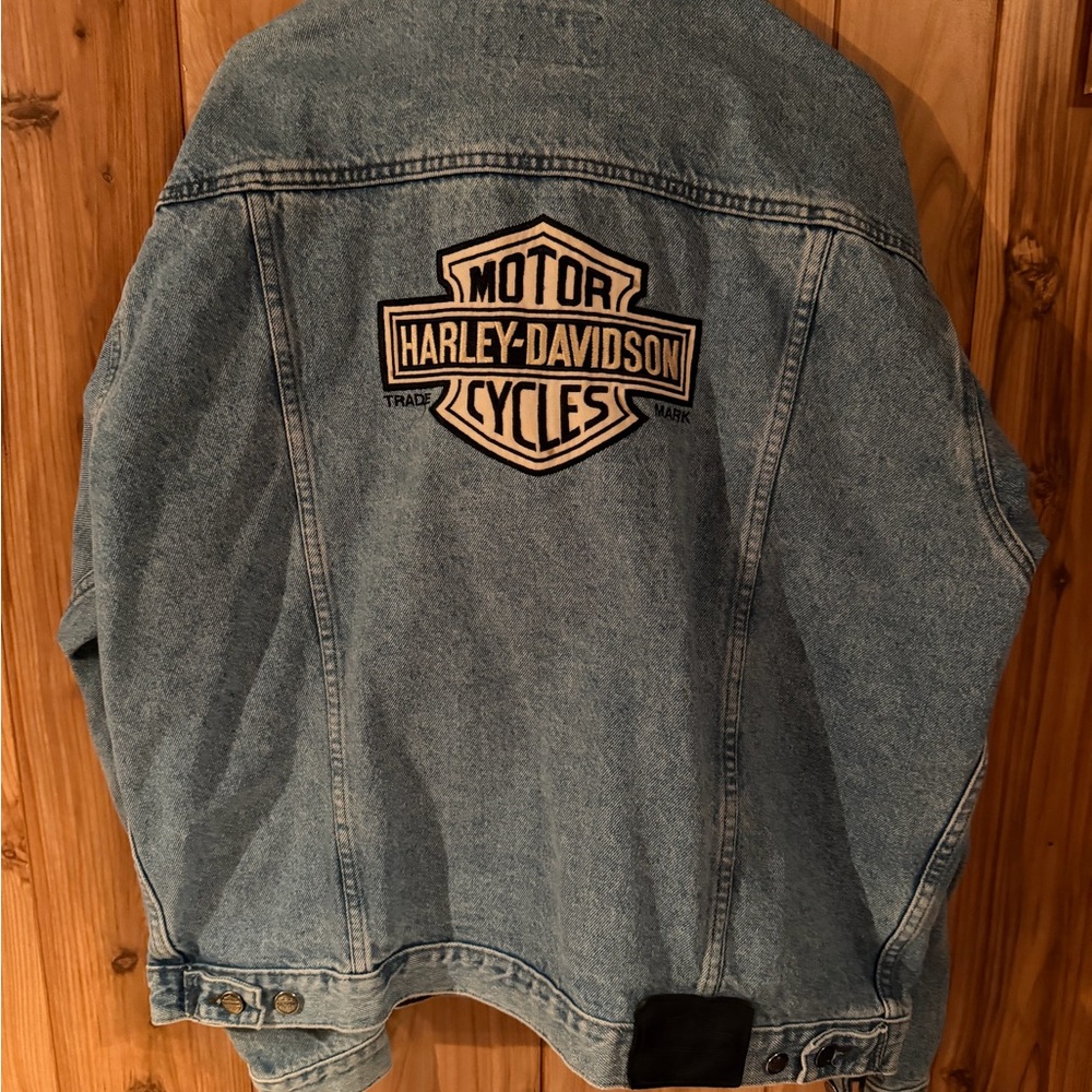 Harley-Davidson Blue Denim Jacket with Iconic Patch